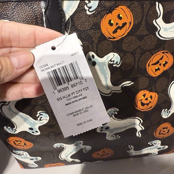 Last 1‼️Coach City Tote Bag Pumpkin Halloween Holidays CCE69 Gold/Walnut - Picture 4 of 6